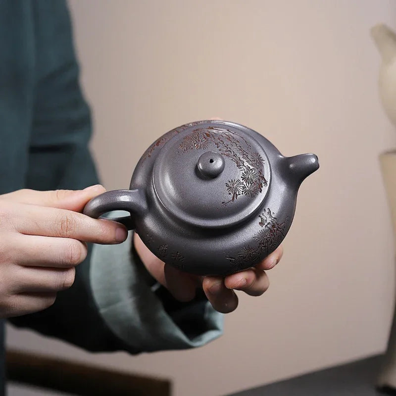 Yixing Zisha Teapot [Songzhi Fanggu] (Ting Qing Ni - 250ml) - YIQIN TEA HOUSE | yiqinteahouse.com | 200-300ml, teapot, teaware, zisha teapot