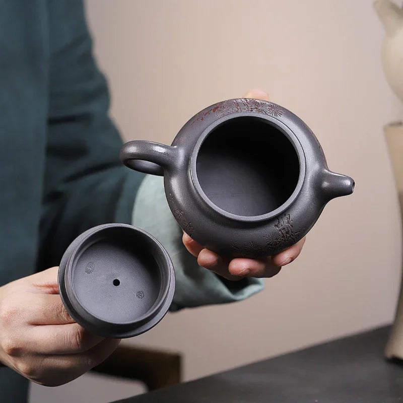 Yixing Zisha Teapot [Songzhi Fanggu] (Ting Qing Ni - 250ml) - YIQIN TEA HOUSE | yiqinteahouse.com | 200-300ml, teapot, teaware, zisha teapot