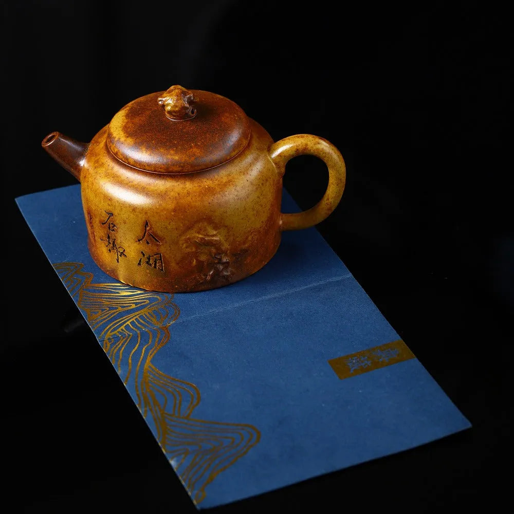 Yixing Zisha Teapot [Taihu Shi De Zhong] (Longgu Jin Sha - 220ml) - YIQIN TEA HOUSE | yiqinteahouse.com | 200-300ml, new arrival, teapot, teaware, zisha teapot