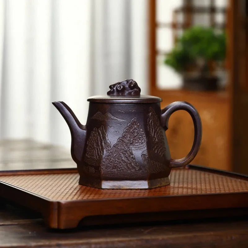 Yixing Zisha Teapot [Taihu Stone Fang Yuan] (Duan Ni Firewood Firing - 300ml) - YIQIN TEA HOUSE | yiqinteahouse.com | 200-300ml, teapot, teaware, zisha teapot