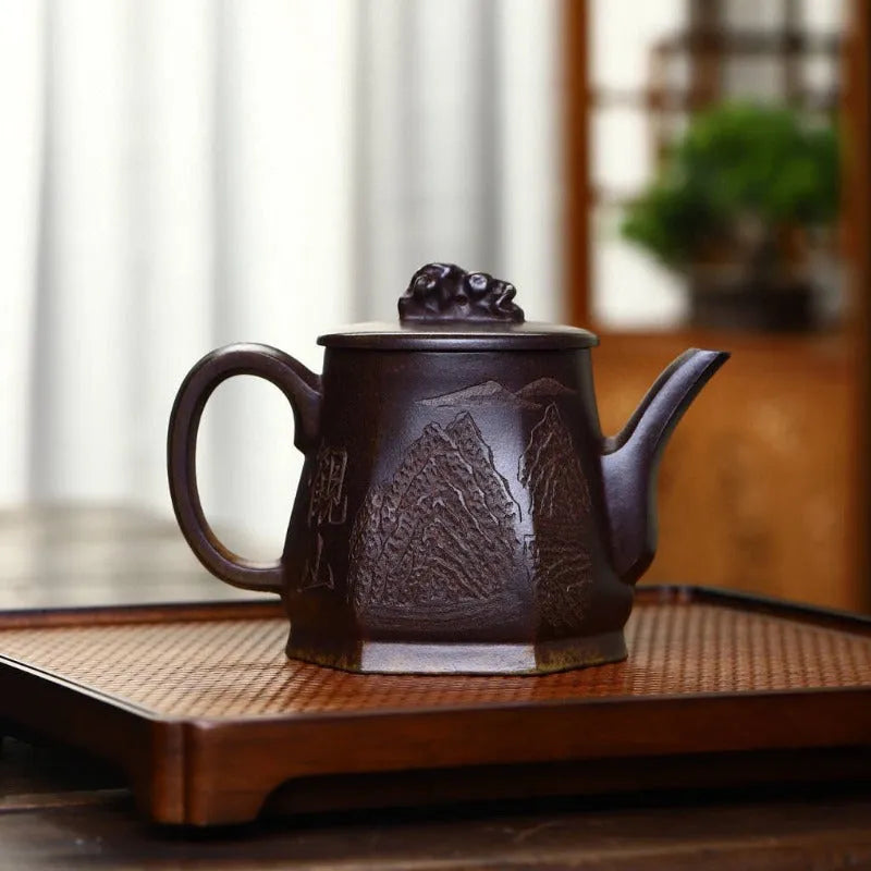 Yixing Zisha Teapot [Taihu Stone Fang Yuan] (Duan Ni Firewood Firing - 300ml) - YIQIN TEA HOUSE | yiqinteahouse.com | 200-300ml, teapot, teaware, zisha teapot