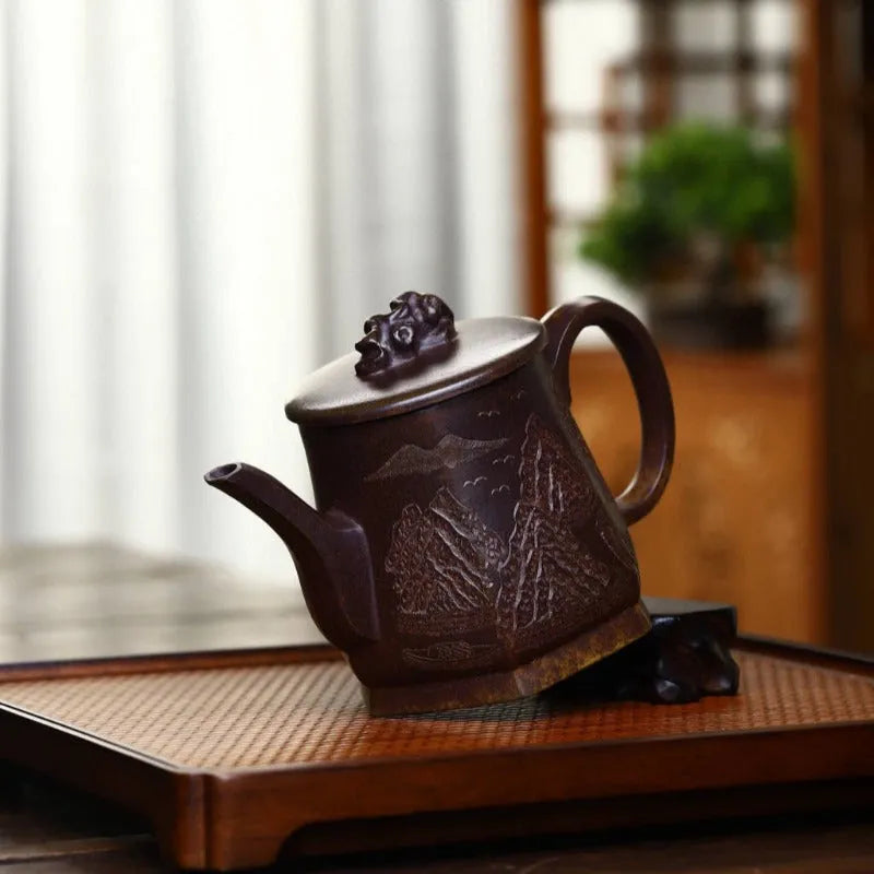 Yixing Zisha Teapot [Taihu Stone Fang Yuan] (Duan Ni Firewood Firing - 300ml) - YIQIN TEA HOUSE | yiqinteahouse.com | 200-300ml, teapot, teaware, zisha teapot