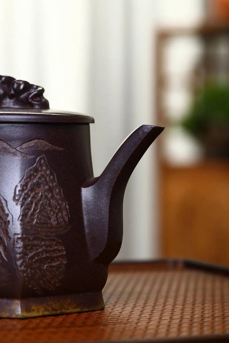 Yixing Zisha Teapot [Taihu Stone Fang Yuan] (Duan Ni Firewood Firing - 300ml) - YIQIN TEA HOUSE | yiqinteahouse.com | 200-300ml, teapot, teaware, zisha teapot