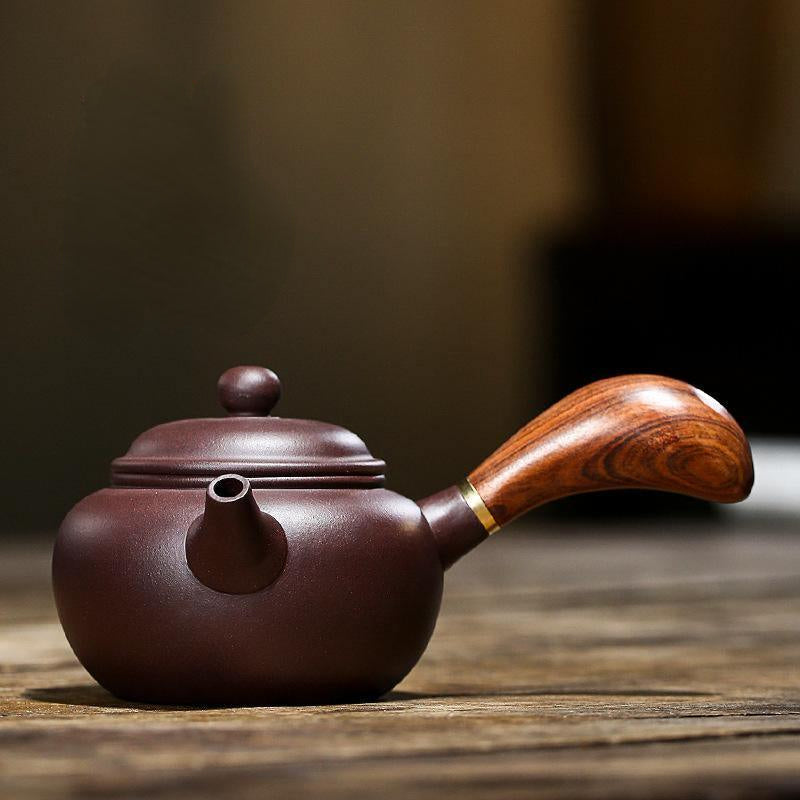 Yixing Zisha Teapot [Tang Yu Side Handle Pot] (Zi Ni - 220ml) - YIQIN TEA HOUSE | yiqinteahouse.com | 200-300ml, teapot, teaware, zisha teapot