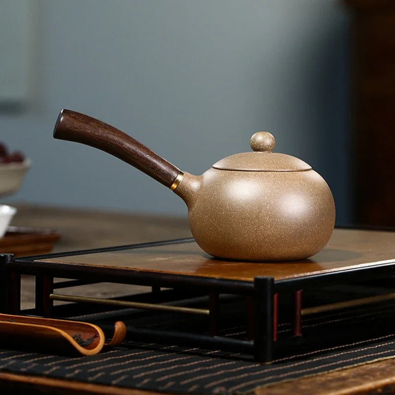 Teko Zisha Yixing [Tang Yu Xishi Side Handle Pot] (Qing Duan Ni - 200ml)