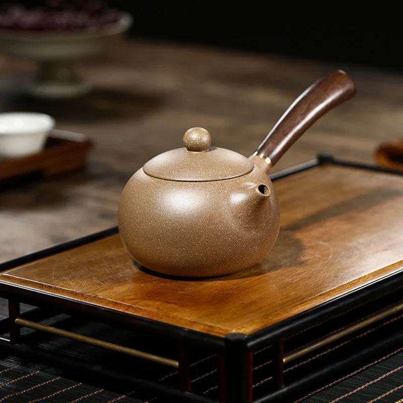 Teko Zisha Yixing [Tang Yu Xishi Side Handle Pot] (Qing Duan Ni - 200ml)