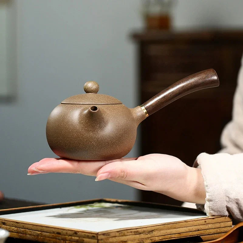 Teko Zisha Yixing [Tang Yu Xishi Side Handle Pot] (Qing Duan Ni - 200ml)