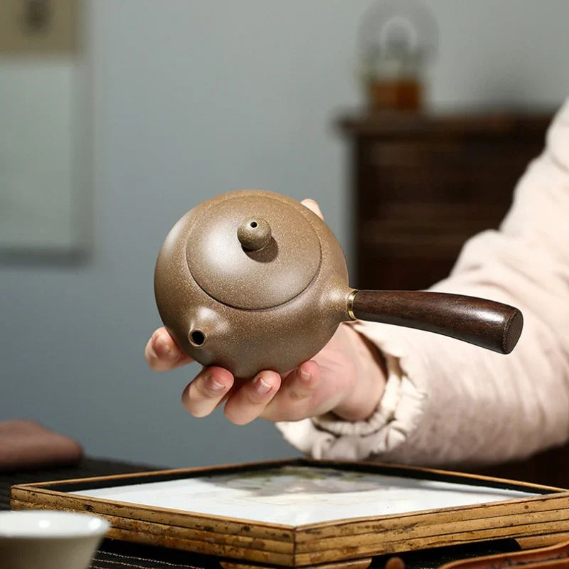 Teko Zisha Yixing [Tang Yu Xishi Side Handle Pot] (Qing Duan Ni - 200ml)
