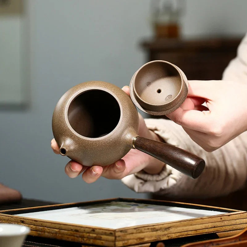 Teko Zisha Yixing [Tang Yu Xishi Side Handle Pot] (Qing Duan Ni - 200ml)