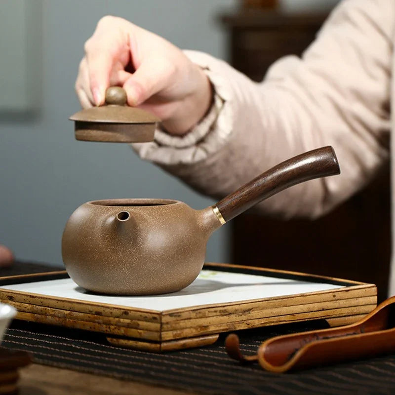 Teko Zisha Yixing [Tang Yu Xishi Side Handle Pot] (Qing Duan Ni - 200ml)