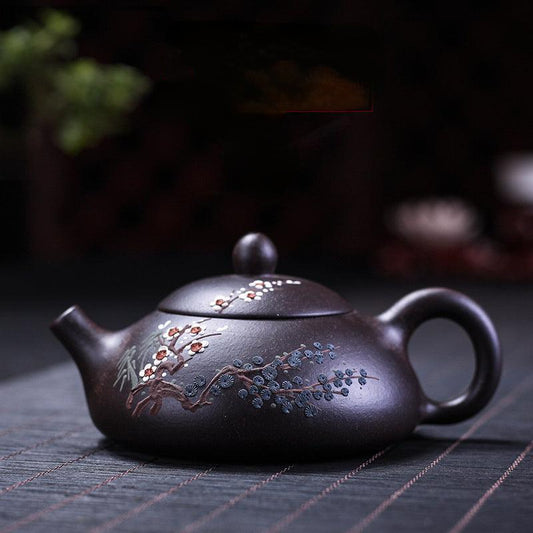 Yixing Zisha Teapot [Three Friends of Winter] (Hei Jin Sha - 160ml) - YIQIN TEA HOUSE | yiqinteahouse.com | <200ml, teapot, teapot hot picks, teaware, zisha teapot