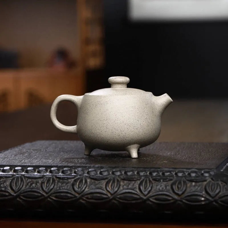 Yixing Zisha Teapot [Three Legs Tripod] (Bai Duan Ni - 160ml) - YIQIN TEA HOUSE | yiqinteahouse.com | 200-300ml, new arrival, teapot, teaware, zisha teapot