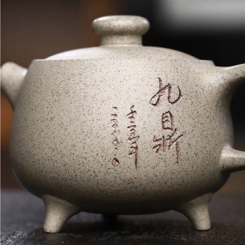 Yixing Zisha Teapot [Three Legs Tripod] (Bai Duan Ni - 160ml) - YIQIN TEA HOUSE | yiqinteahouse.com | 200-300ml, new arrival, teapot, teaware, zisha teapot