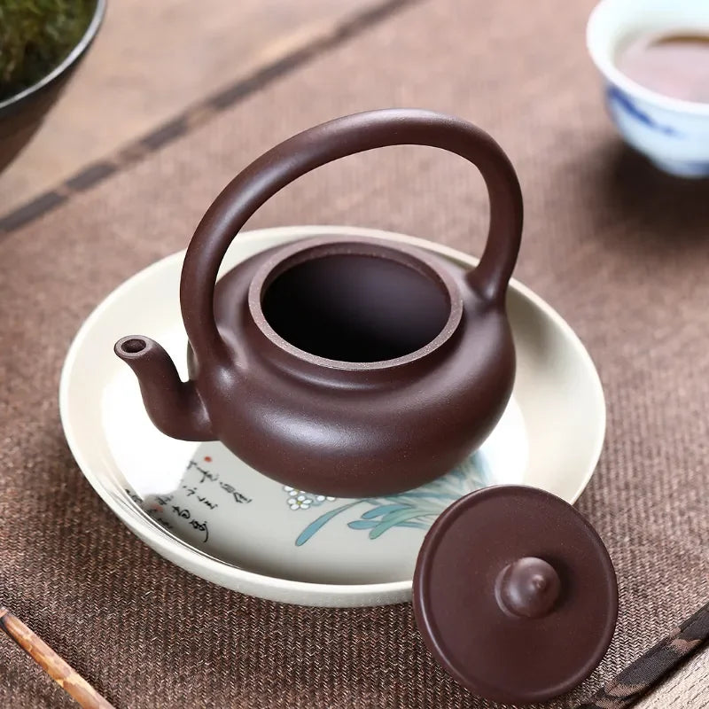 宜兴紫砂茶壶[提梁壶] (紫泥- 250ml)