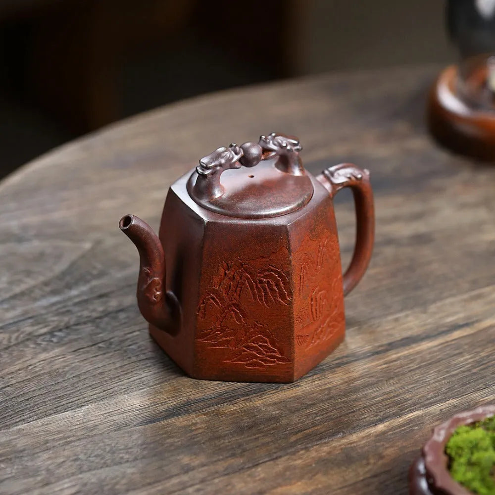 Yixing Zisha Teapot [Twin Dragon Ball] (High Temperature Duan Ni Fired - 340ml) - YIQIN TEA HOUSE | yiqinteahouse.com | >300ml, new arrival, teapot, teaware, zisha teapot