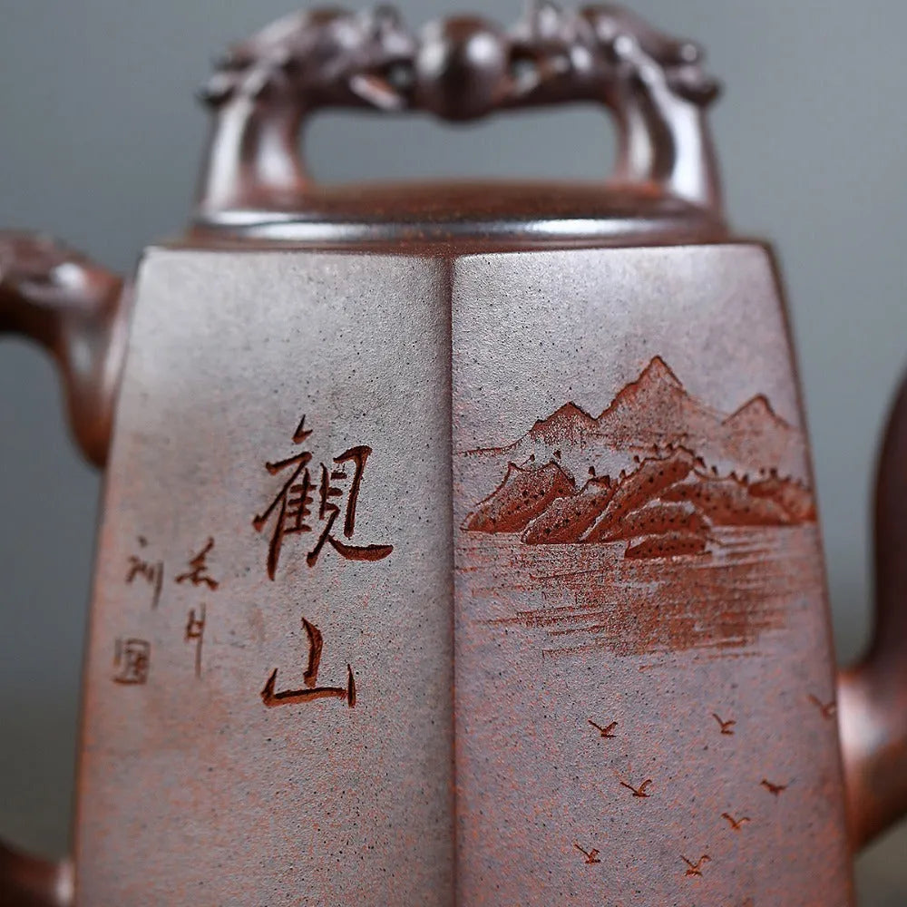 Yixing Zisha Teapot [Twin Dragon Ball] (High Temperature Duan Ni Fired - 340ml) - YIQIN TEA HOUSE | yiqinteahouse.com | >300ml, new arrival, teapot, teaware, zisha teapot