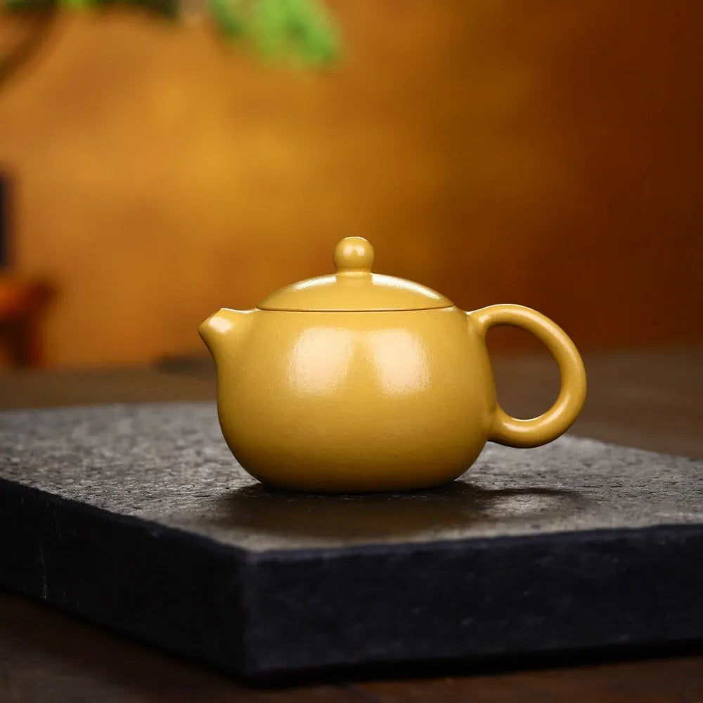 Yixing Zisha Teapot [Xishi Pot] (Huangjin Zhu Ni - 150ml) - YIQIN TEA HOUSE | yiqinteahouse.com | <200ml, new arrival, plain smooth, teapot, teaware, zisha teapot