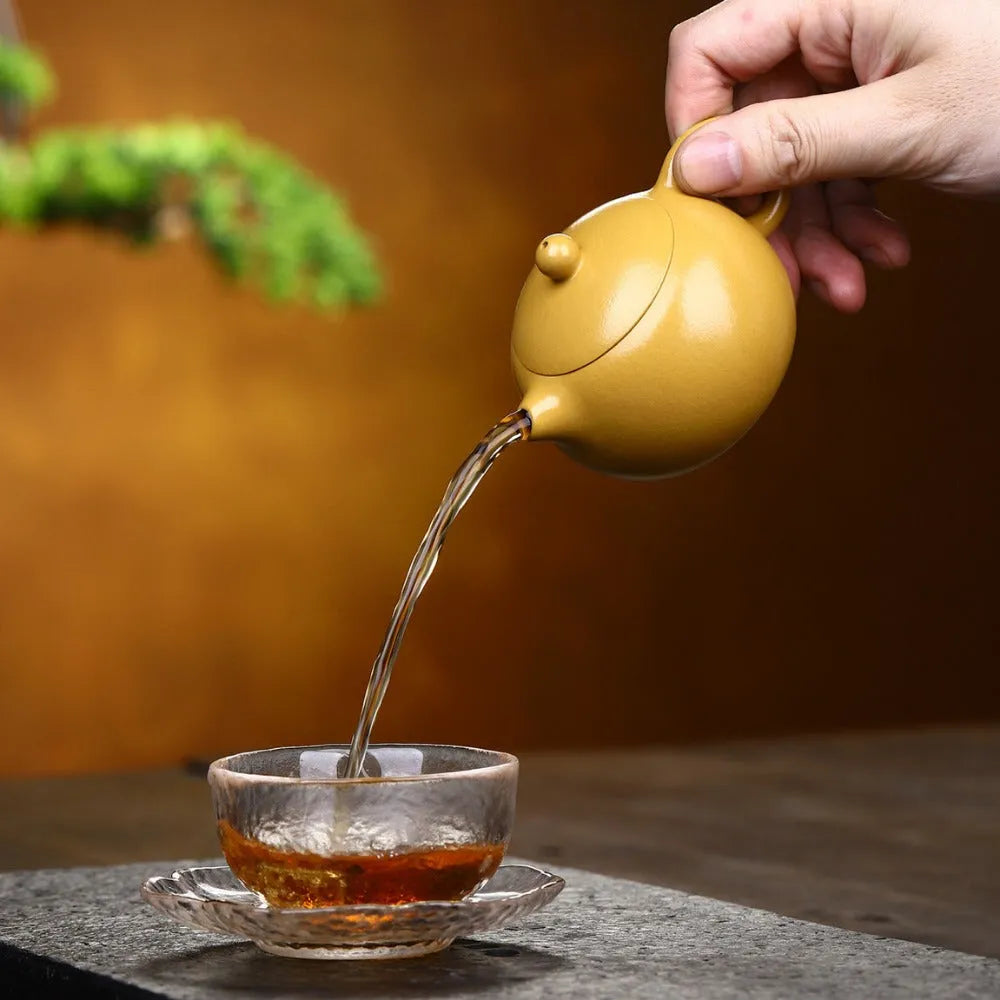 Yixing Zisha Teapot [Xishi Pot] (Huangjin Zhu Ni - 150ml) - YIQIN TEA HOUSE | yiqinteahouse.com | <200ml, new arrival, plain smooth, teapot, teaware, zisha teapot