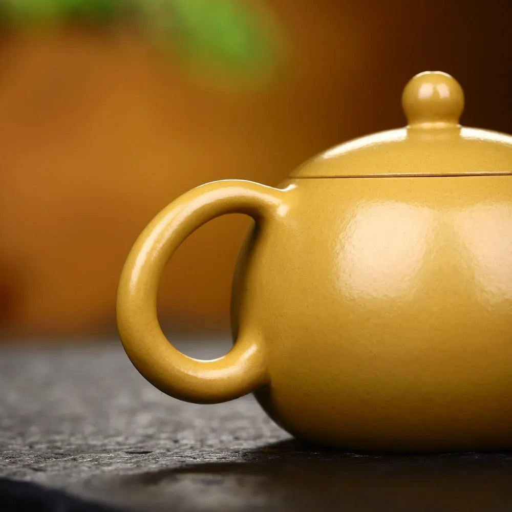 Yixing Zisha Teapot [Xishi Pot] (Huangjin Zhu Ni - 150ml) - YIQIN TEA HOUSE | yiqinteahouse.com | <200ml, new arrival, plain smooth, teapot, teaware, zisha teapot