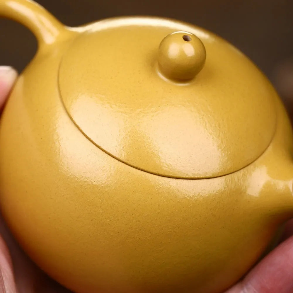 Yixing Zisha Teapot [Xishi Pot] (Huangjin Zhu Ni - 150ml) - YIQIN TEA HOUSE | yiqinteahouse.com | <200ml, new arrival, plain smooth, teapot, teaware, zisha teapot