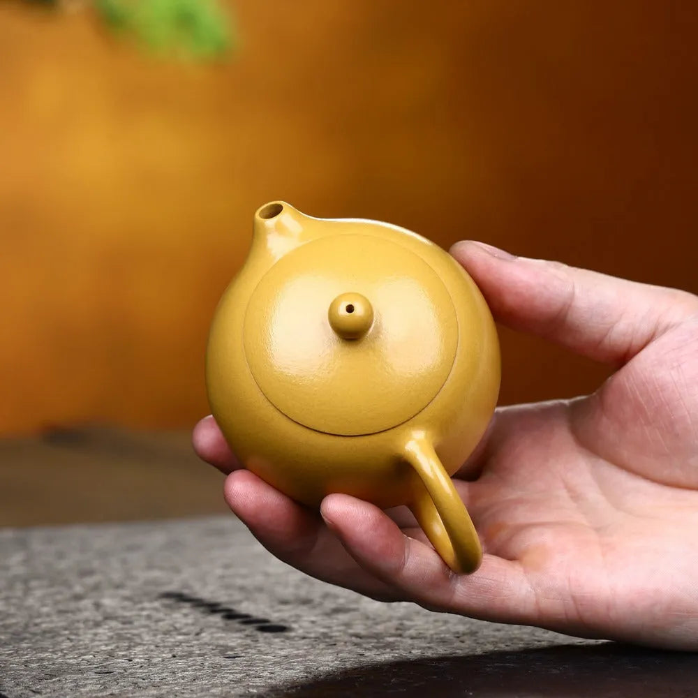 Yixing Zisha Teapot [Xishi Pot] (Huangjin Zhu Ni - 150ml) - YIQIN TEA HOUSE | yiqinteahouse.com | <200ml, new arrival, plain smooth, teapot, teaware, zisha teapot