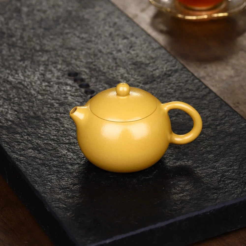 Yixing Zisha Teapot [Xishi Pot] (Huangjin Zhu Ni - 150ml) - YIQIN TEA HOUSE | yiqinteahouse.com | <200ml, new arrival, plain smooth, teapot, teaware, zisha teapot