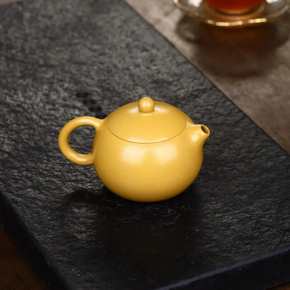 Yixing Zisha Teapot [Xishi Pot] (Huangjin Zhu Ni - 150ml) - YIQIN TEA HOUSE | yiqinteahouse.com | <200ml, new arrival, plain smooth, teapot, teaware, zisha teapot