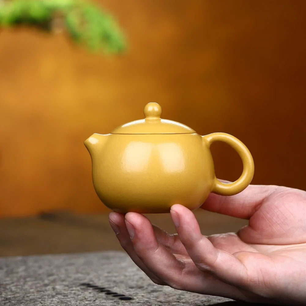 Yixing Zisha Teapot [Xishi Pot] (Huangjin Zhu Ni - 150ml) - YIQIN TEA HOUSE | yiqinteahouse.com | <200ml, new arrival, plain smooth, teapot, teaware, zisha teapot