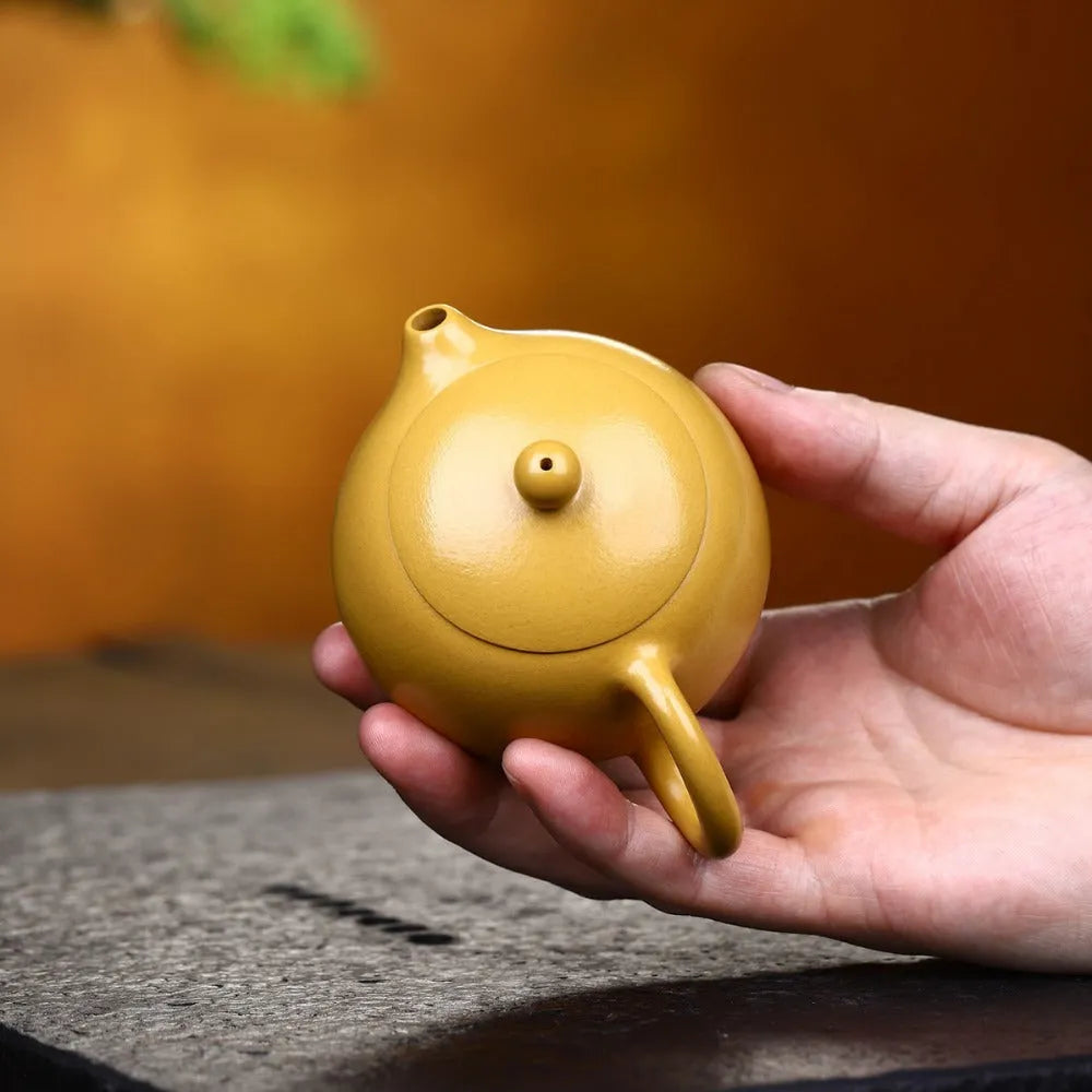 Yixing Zisha Teapot [Xishi Pot] (Huangjin Zhu Ni - 150ml) - YIQIN TEA HOUSE | yiqinteahouse.com | <200ml, new arrival, plain smooth, teapot, teaware, zisha teapot