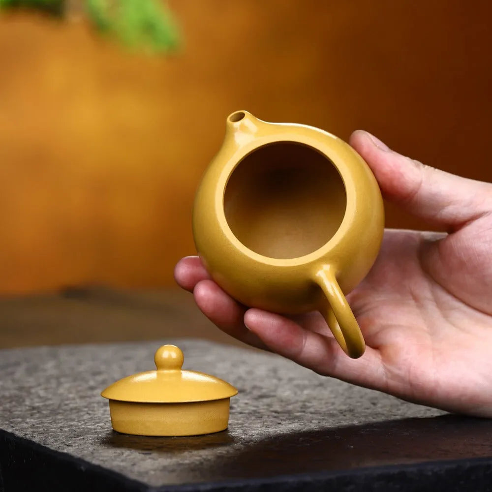 Yixing Zisha Teapot [Xishi Pot] (Huangjin Zhu Ni - 150ml) - YIQIN TEA HOUSE | yiqinteahouse.com | <200ml, new arrival, plain smooth, teapot, teaware, zisha teapot