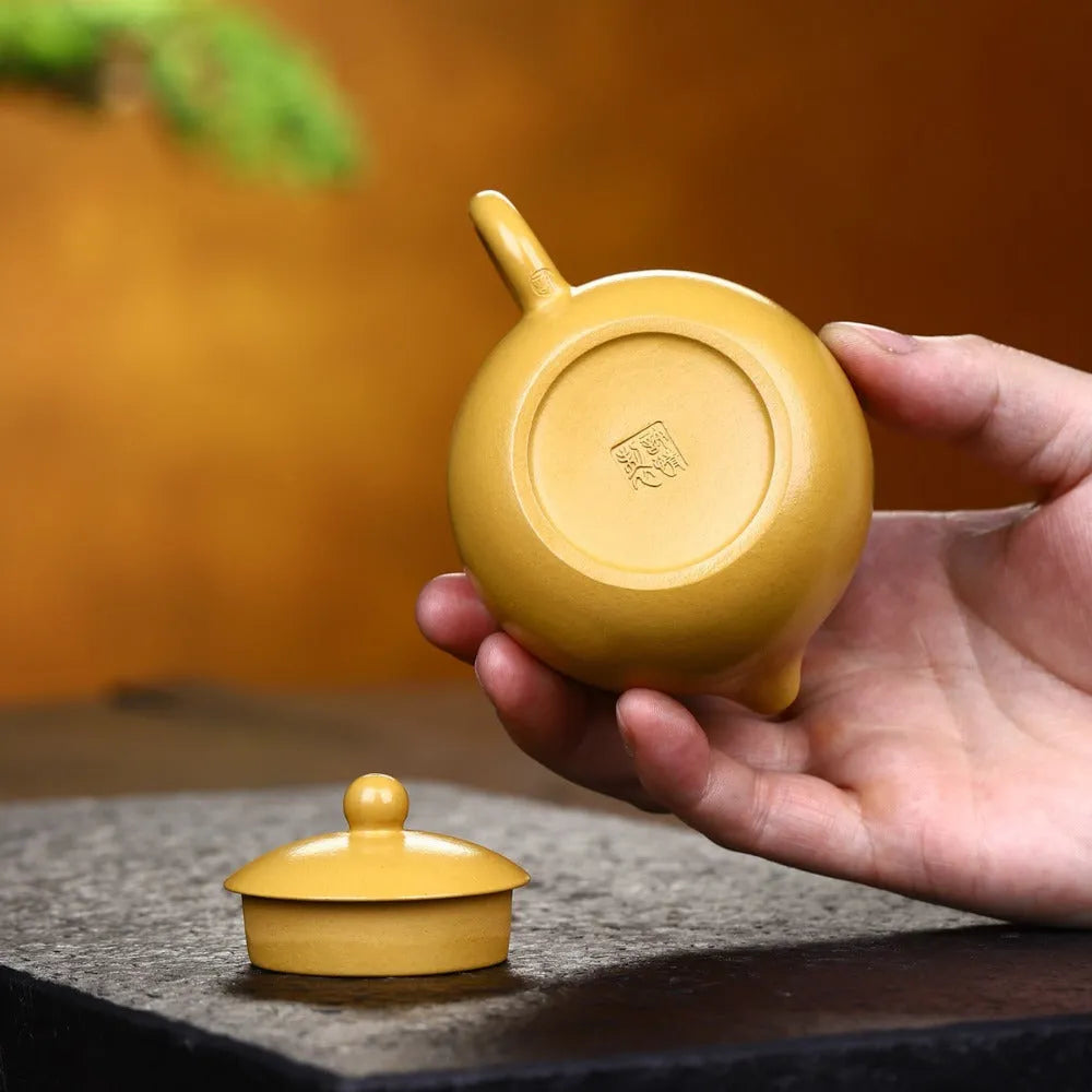 Yixing Zisha Teapot [Xishi Pot] (Huangjin Zhu Ni - 150ml) - YIQIN TEA HOUSE | yiqinteahouse.com | <200ml, new arrival, plain smooth, teapot, teaware, zisha teapot