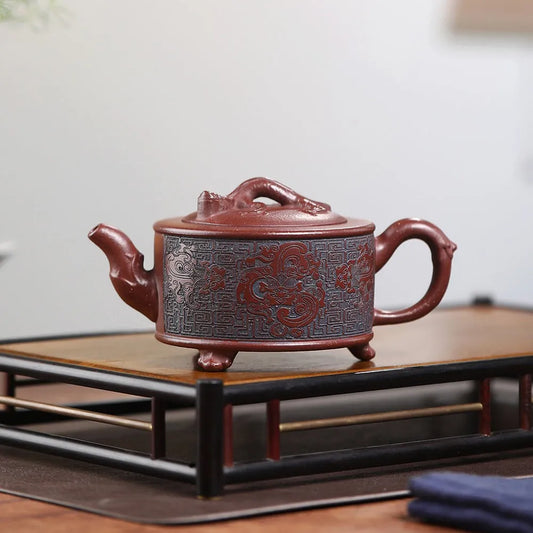 Yixing Zisha Teapot [Yu Hai You Long] (Di Cao Qing - 280ml) - YIQIN TEA HOUSE | yiqinteahouse.com | 200-300ml, new arrival, teapot, teaware, zisha teapot