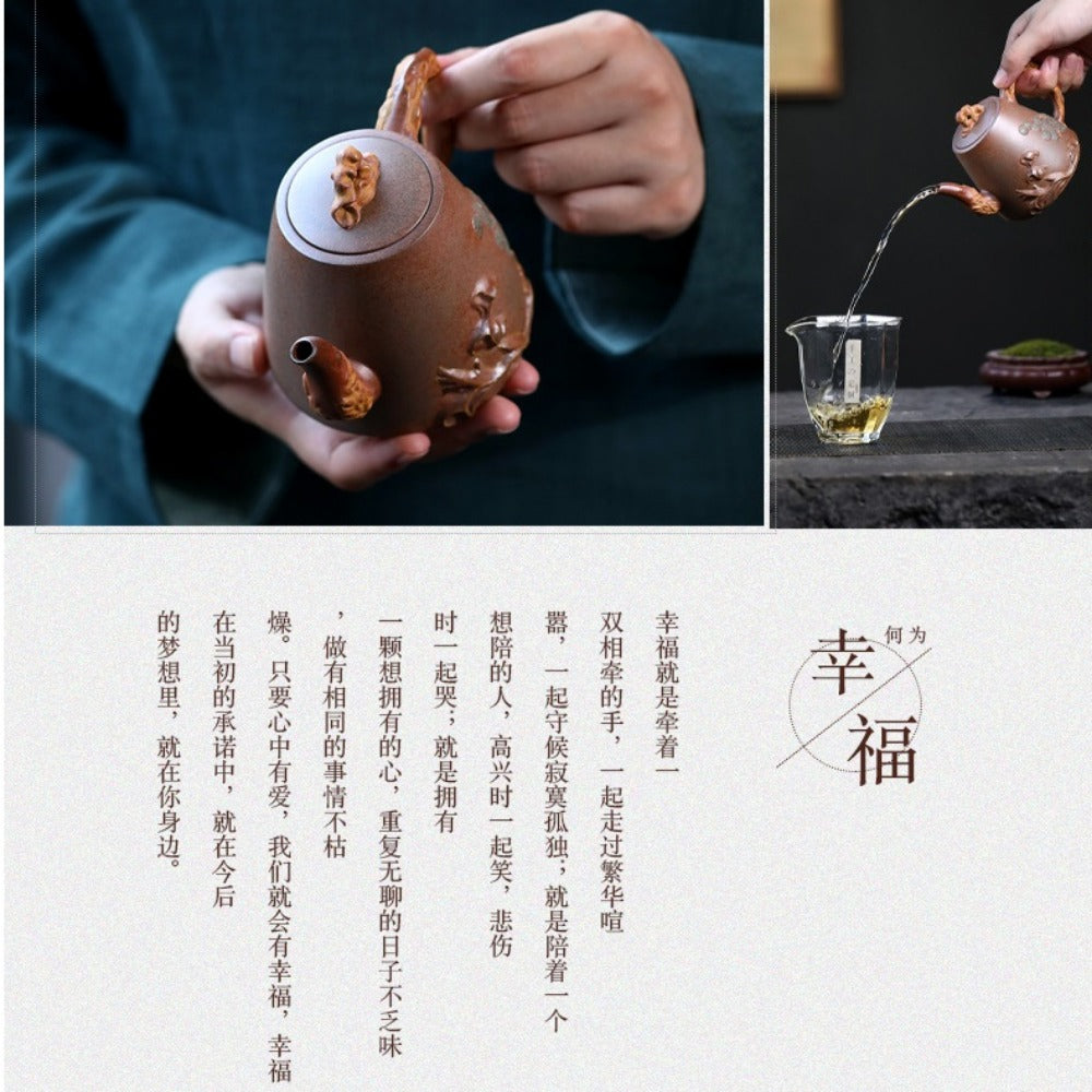 Yixing Zisha Teapot [Yunhai Song Tao] (High Temperature Duan Ni - 255ml) - YIQIN TEA HOUSE | yiqinteahouse.com | 200-300ml, new arrival, teapot, teaware, zisha teapot