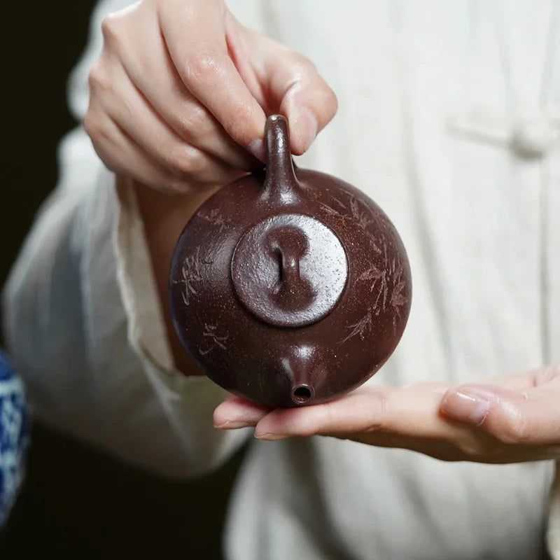 Yixing Zisha Teapot [Ziye Shi Piao] (Zi Ni/Huangjin Duan Ni - 120ml) - YIQIN TEA HOUSE | yiqinteahouse.com | <200ml, teapot, teaware, zisha teapot