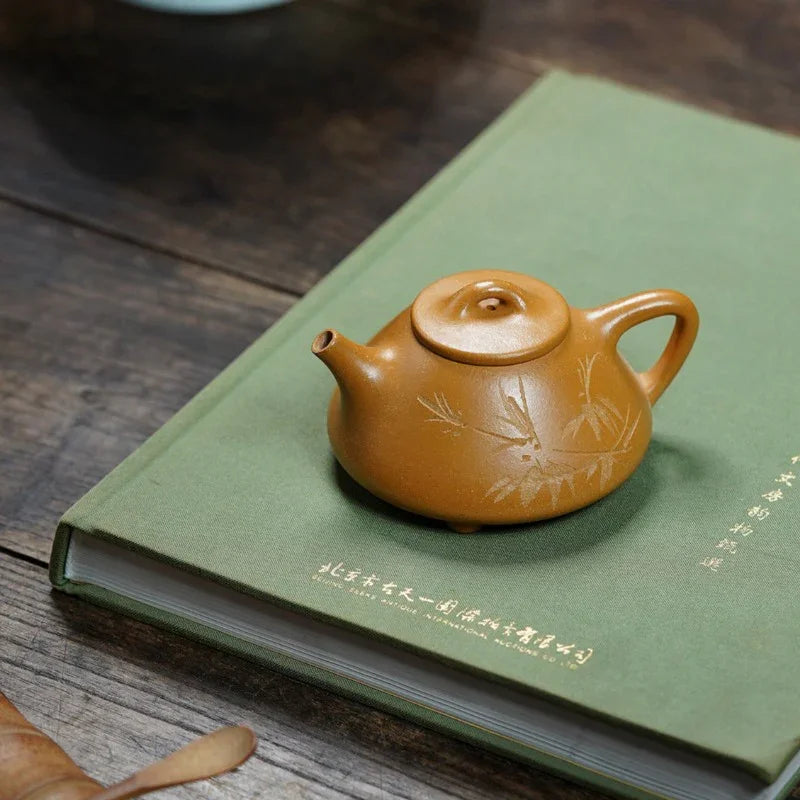 Yixing Zisha Teapot [Ziye Shi Piao] (Zi Ni/Huangjin Duan Ni - 120ml) - YIQIN TEA HOUSE | yiqinteahouse.com | <200ml, teapot, teaware, zisha teapot