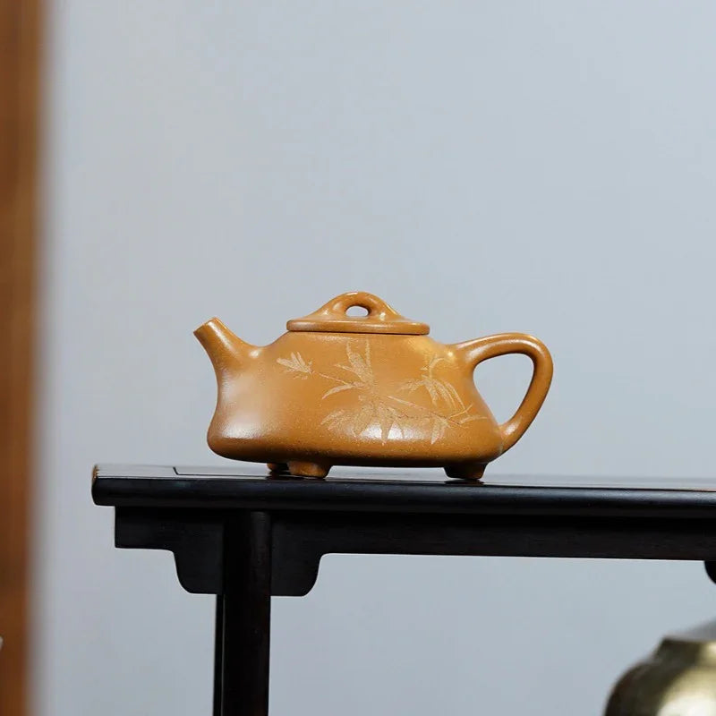 Yixing Zisha Teapot [Ziye Shi Piao] (Zi Ni/Huangjin Duan Ni - 120ml) - YIQIN TEA HOUSE | yiqinteahouse.com | <200ml, teapot, teaware, zisha teapot