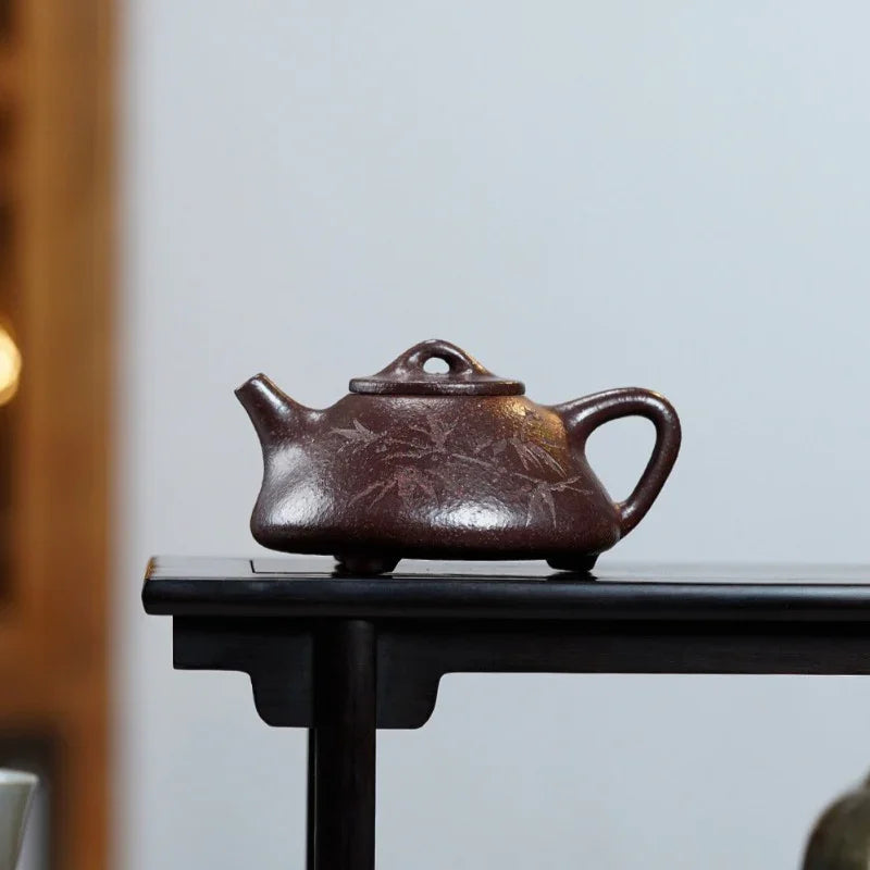 Yixing Zisha Teapot [Ziye Shi Piao] (Zi Ni/Huangjin Duan Ni - 120ml) - YIQIN TEA HOUSE | yiqinteahouse.com | <200ml, teapot, teaware, zisha teapot