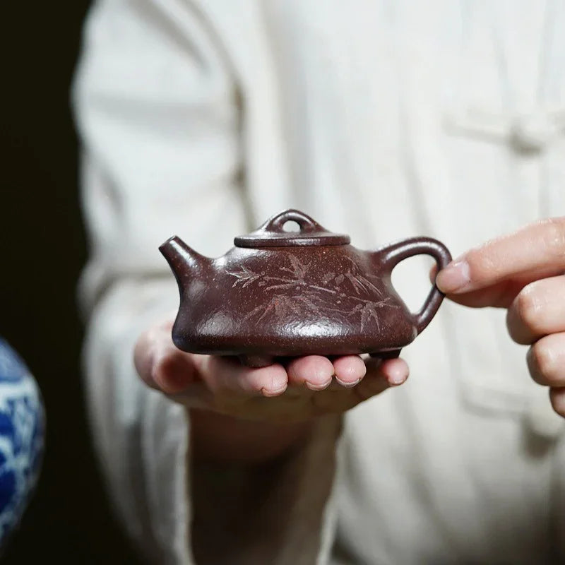 Yixing Zisha Teapot [Ziye Shi Piao] (Zi Ni/Huangjin Duan Ni - 120ml) - YIQIN TEA HOUSE | yiqinteahouse.com | <200ml, teapot, teaware, zisha teapot