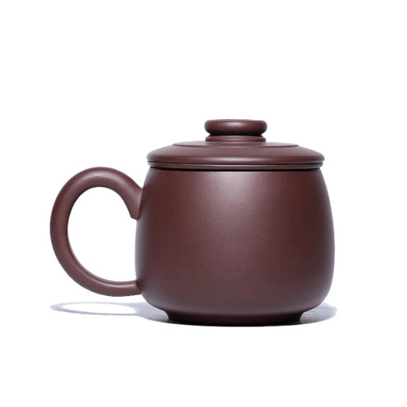 Yixing Purple Clay Tea Mug with Filter [Junde] | 宜兴紫砂刻绘 [君德] (带茶滤)盖杯 - YIQIN TEA HOUSE 一沁茶舍  |  yiqinteahouse.com