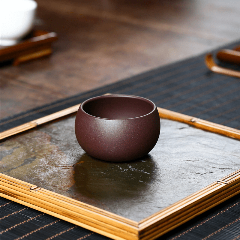 Yixing Purple Clay (Zisha)  [Round Cup] Tea Cup | 宜兴紫砂 原矿紫泥 [圆腹] 品茗杯 80ml - YIQIN TEA HOUSE 一沁茶舍  |  yiqinteahouse.com