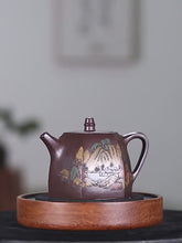 Load and play video in Gallery viewer, Full Handmade Yixing Zisha Shanshui Color Painted Teapot [Liufang Han Duo 六方汉铎] (Lao Zi Ni - 290ml)
