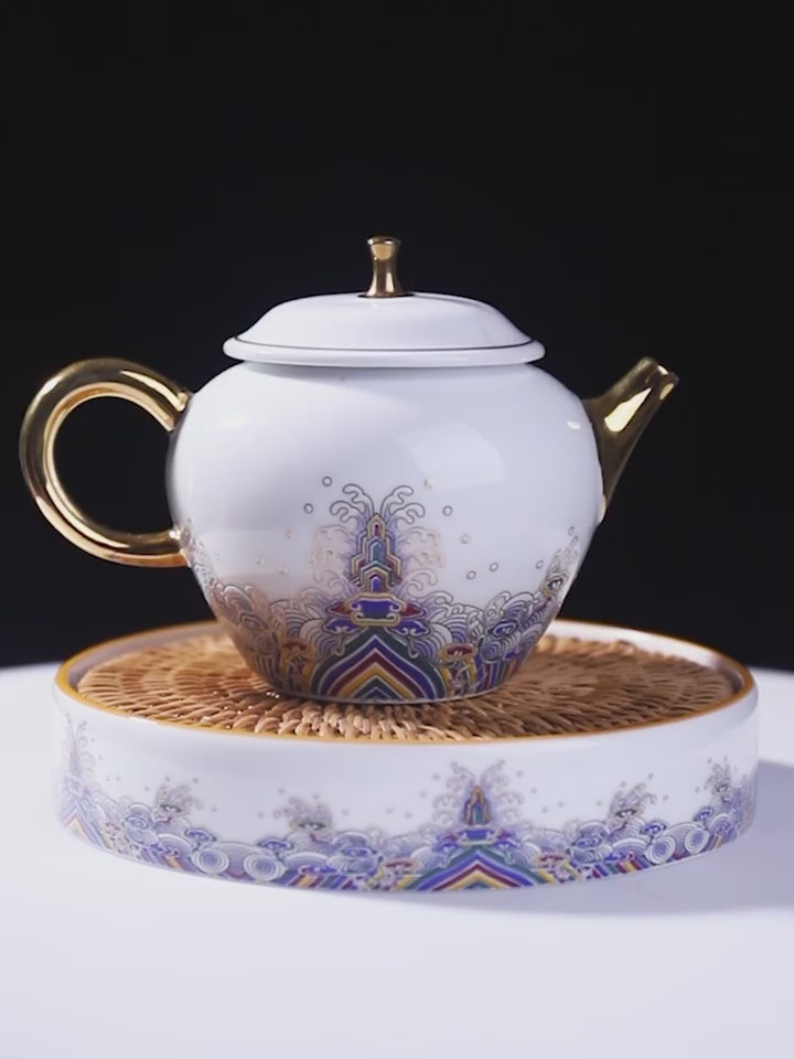 Ceramic Gold Wire Enamel [Haiyan Jiangya] Kungfu Tea Set | 陶瓷金 
