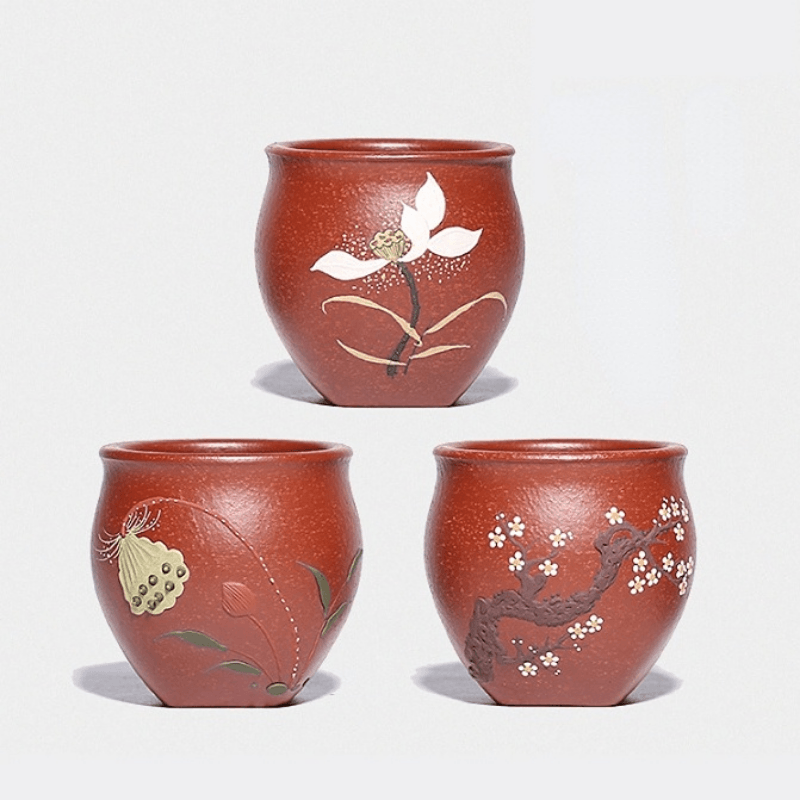 Handmade Yixing Purple Clay Master Tea Cup [Xi Ke] Gift Set | 手工宜兴紫砂泥绘主人杯 原矿梨皮朱泥 [溪客] 礼装全套 - YIQIN TEA HOUSE 一沁茶舍  |  yiqinteahouse.com