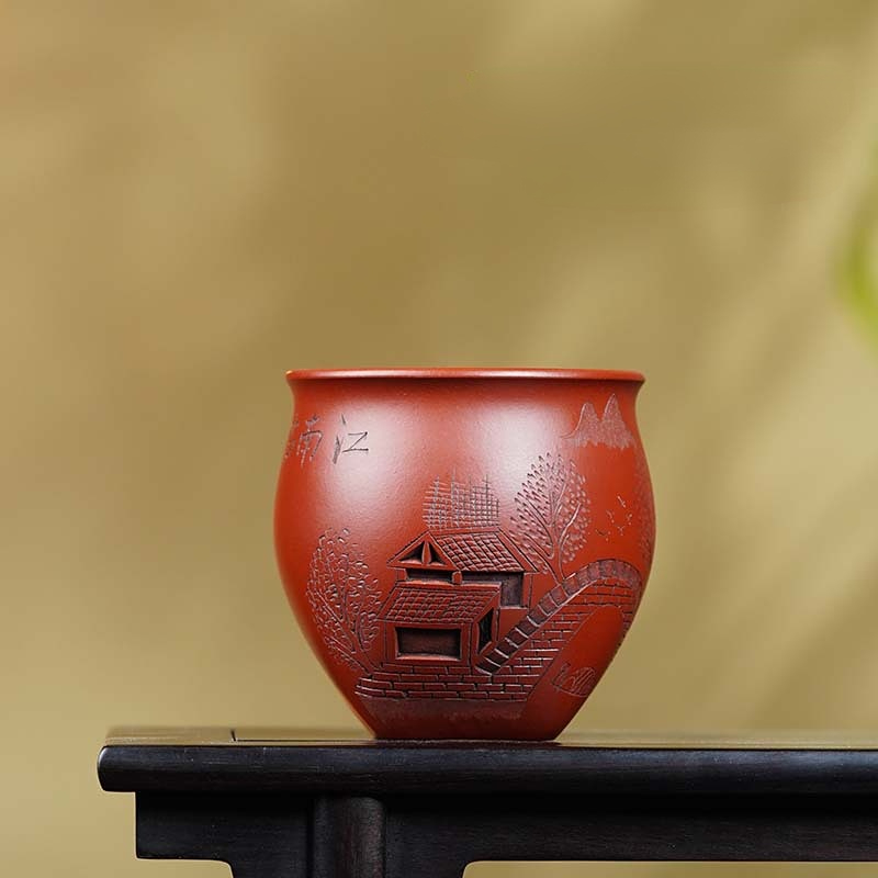 Handmade Yixing Zisha Master Tea Cup Gift Set [Jiangnan Shanshui]