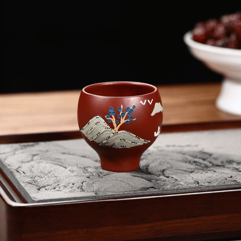 Yixing Purple Clay Teapot [Beautiful River & Mountain] Set | 宜兴紫砂壶 原矿大红袍 泥绘青蛙 [锦绣河山] 茶壶套装 - YIQIN TEA HOUSE 一沁茶舍  |  yiqinteahouse.com