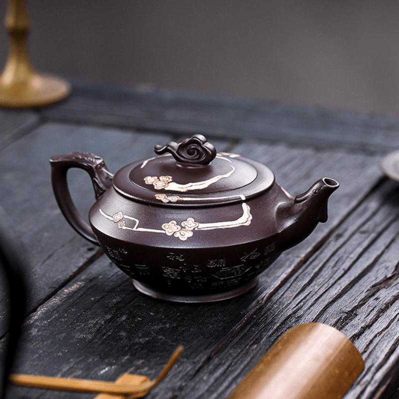 Full Handmade Yixing Purple Clay Teapot [Xiang Rui] | 全手工宜兴紫砂壶 百目紫茄泥 [祥瑞] - YIQIN TEA HOUSE 一沁茶舍  |  yiqinteahouse.com
