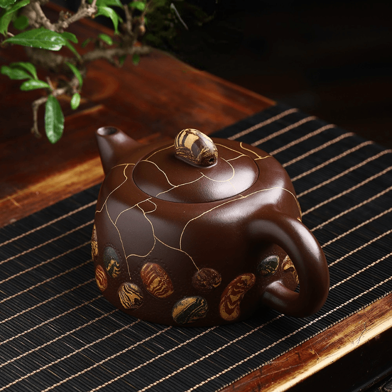 Full Handmade Yixing Purple Clay Teapot [Yuhua Stone] | 全手工宜兴紫砂壶 百目老紫泥 [雨花石] - YIQIN TEA HOUSE 一沁茶舍  |  yiqinteahouse.com