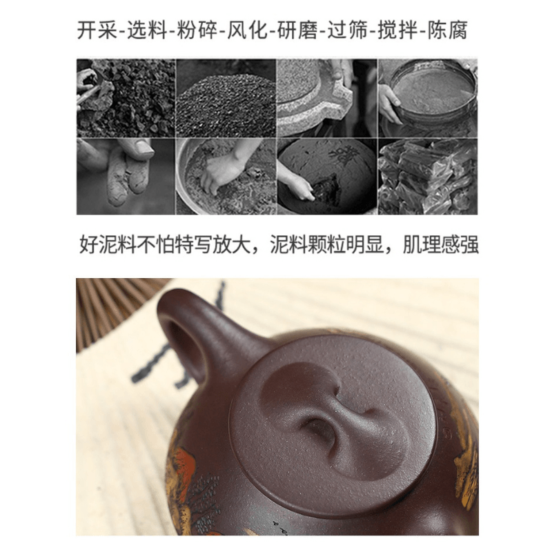 Full Handmade Yixing Purple Clay Shanshui Color Painted Teapot [Xiaoman Piao] | 全手工宜兴紫砂壶 原矿老紫泥泥绘山水 [小满飘] - YIQIN TEA HOUSE 一沁茶舍  |  yiqinteahouse.com