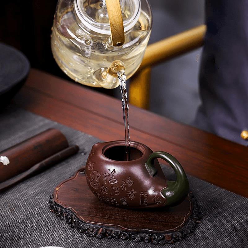 Full Handmade Yixing Purple Clay Teapot [Lucky Eggplant] | 全手工宜兴紫砂壶 原矿紫茄泥 [茄韵百福] - YIQIN TEA HOUSE 一沁茶舍  |  yiqinteahouse.com
