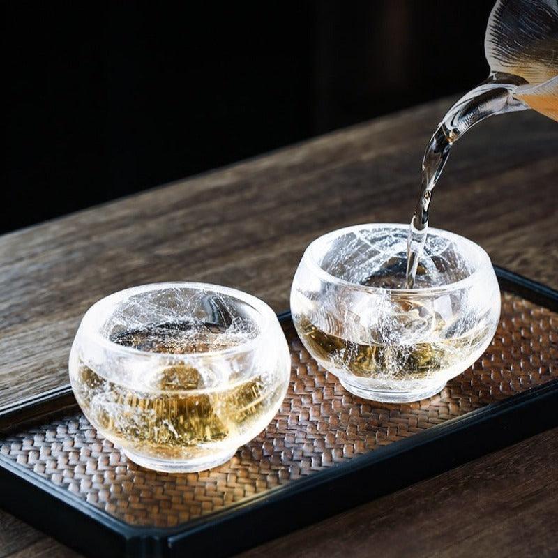 Crystal Glass Snowflake Tea Cup | 飘雪水晶茶杯 50ml - YIQIN TEA HOUSE 一沁茶舍  |  yiqinteahouse.com